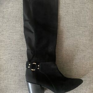 Aldo Black Heeled Boots with Silver Buckle